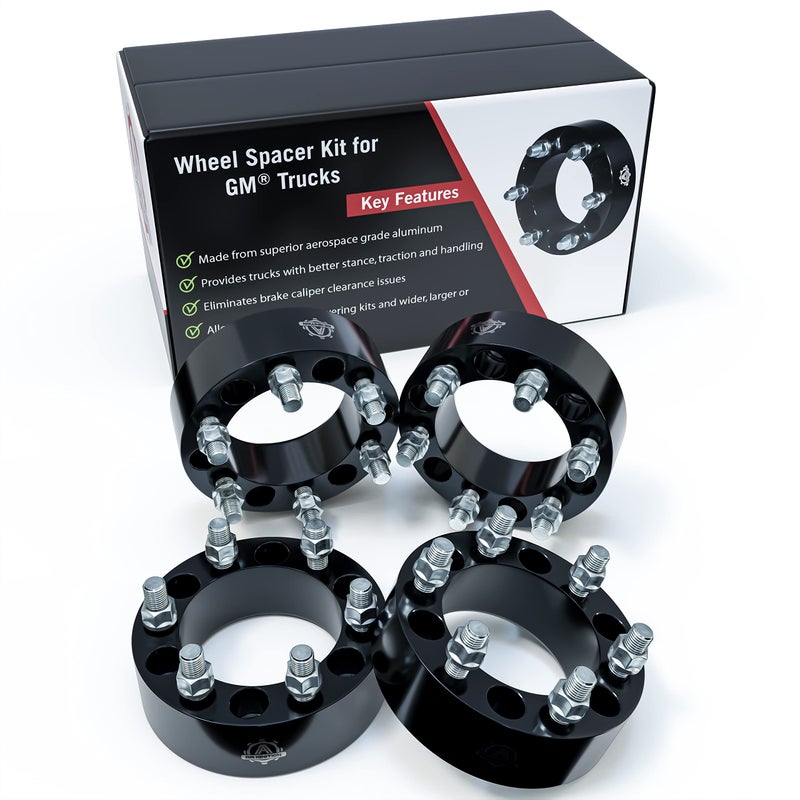 AA Ignition 6x5.5 Wheel Spacers 2 Inch, Set of 4-6 Lug 50mm Wheel Centric Adapter - Fits Chevy, GMC & Cadillac - 1999-2022 Silverado, Sierra, Avalanche, Tahoe & Suburban - 6x139.7mm Bolt Pattern, M14x1.5 Studs - Image 1
